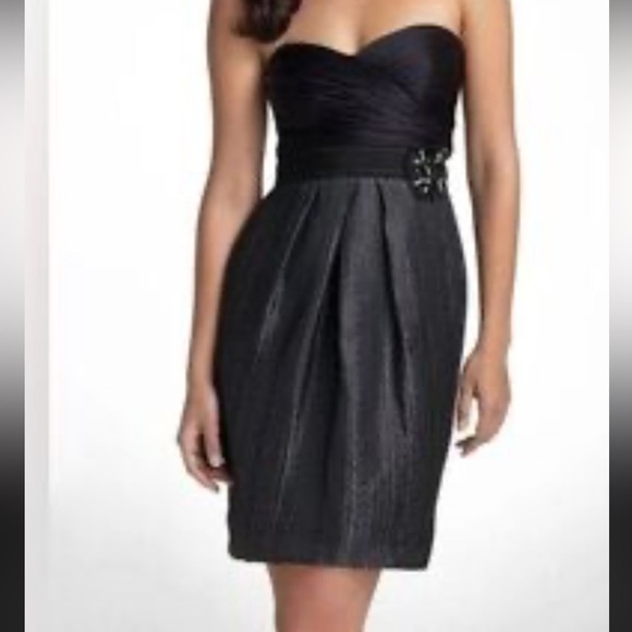 🆕 BCBGMAXAZRIA Women's Black Strapless Knee Length Cocktail Dress Size 2 - Picture 1 of 14